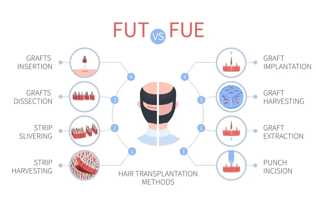 Haartransplantation Methode FUT oder FUE