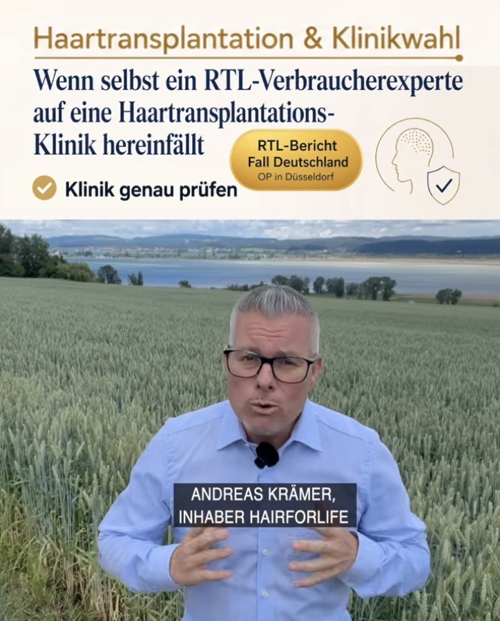 Haartransplantation: RTL-Verbraucherexperte und Moderator Torsten Knippertz fällt in Deutschland auf Haartransplantationsklinik herein